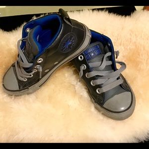 Toddler size 12.5 Gray,black & blue converse shoes