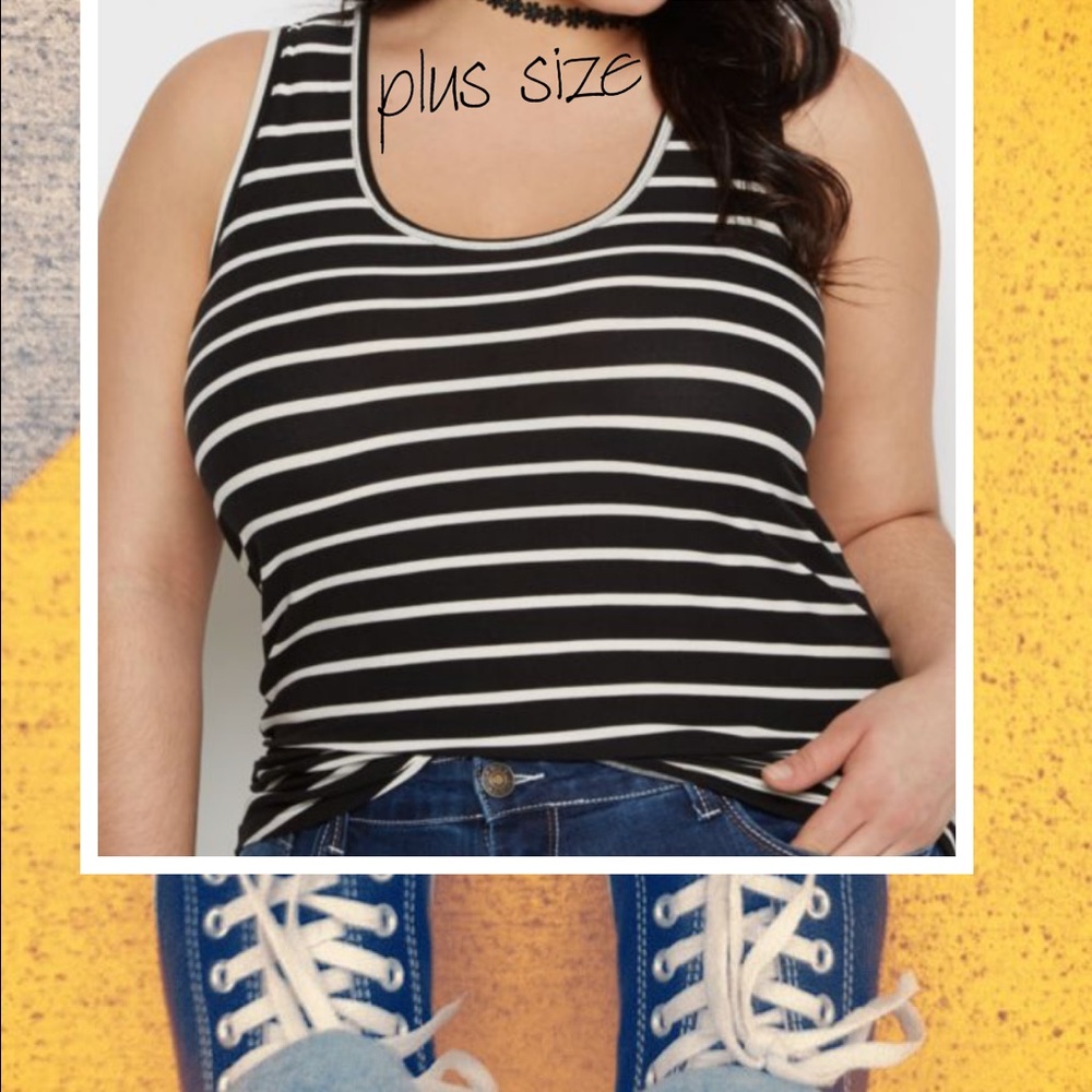 Plus Black &  White Brushed Knit Tank