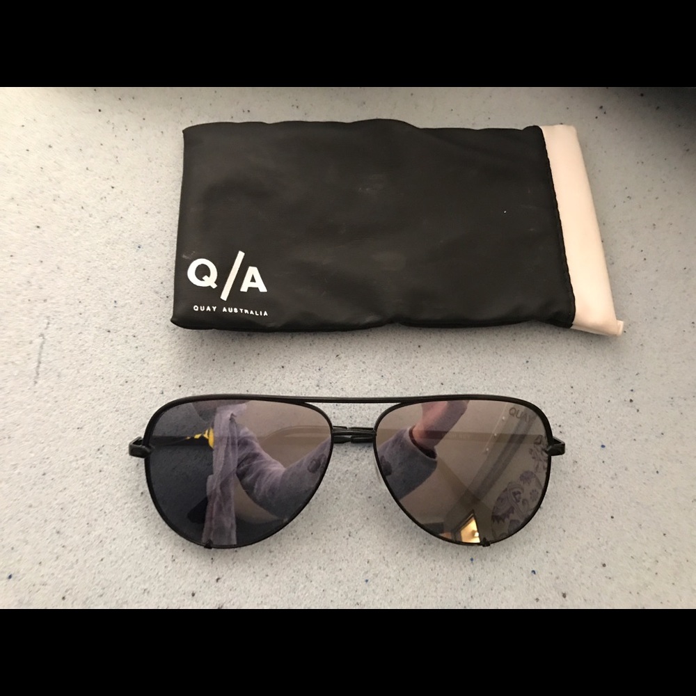 QUAY Australia Black Aviator Sunglasses