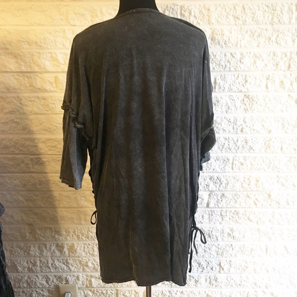 plus size distressed lace up top - Picture 4 of 5