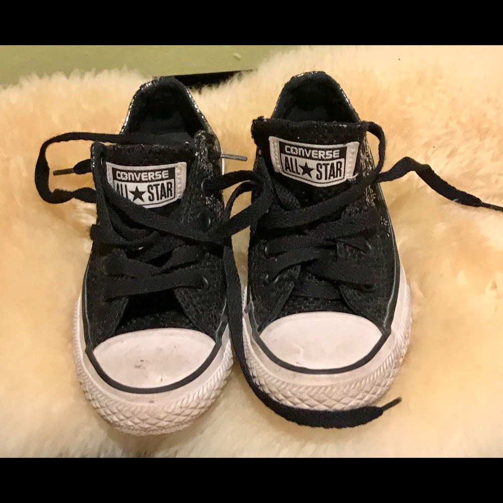 Unisex Converse, black textile with silver accents