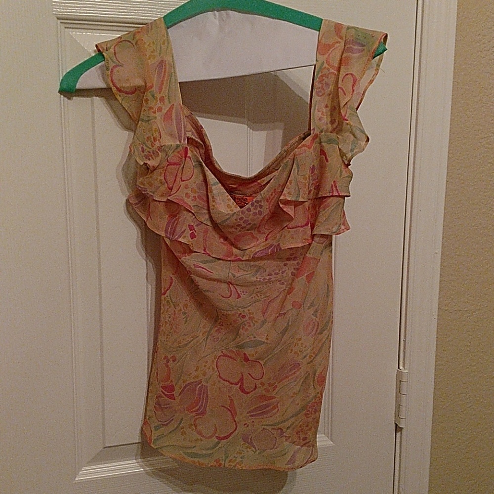 William B peach floral blouse