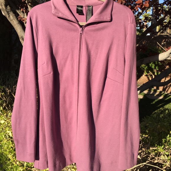Flattering plum zipper sweat jacket - Picture 4 of 4
