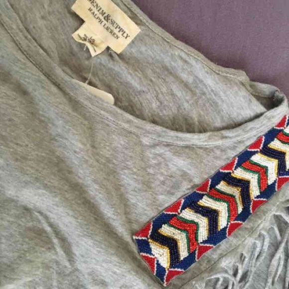 NWT Denim & Supply Southwest Beaded Fringe Tee - Picture 4 of 4