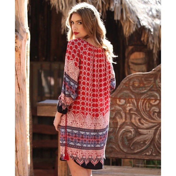 🌸Crimson Red Vintage Print Slip Dress - Picture 4 of 6