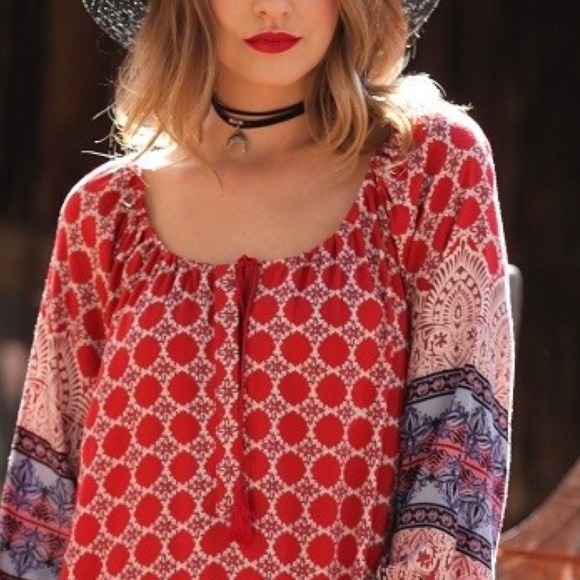 🌸Crimson Red Vintage Print Slip Dress - Picture 5 of 6