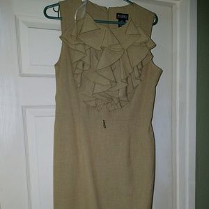 Ruffle neck fitted pencil dress