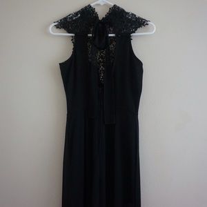 Long black high neck dress with slits