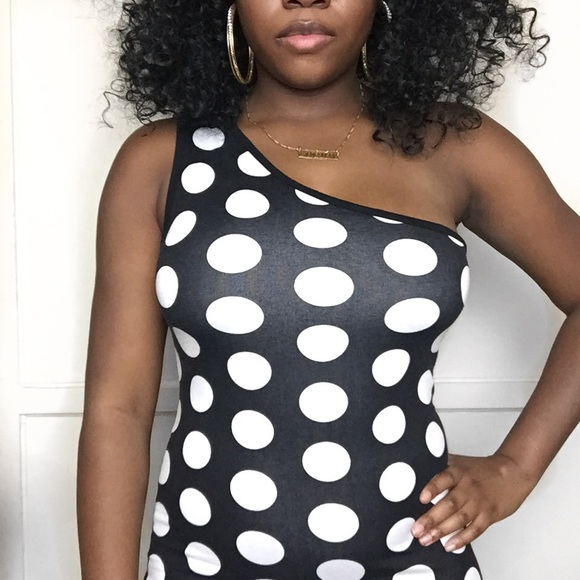 Forever21 One Shoulder Polka Dot Bodycon Dress NWT - Picture 1 of 4