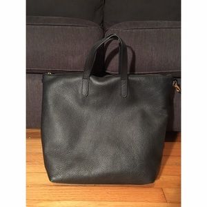 Genuine Black Leather Backpack Tote