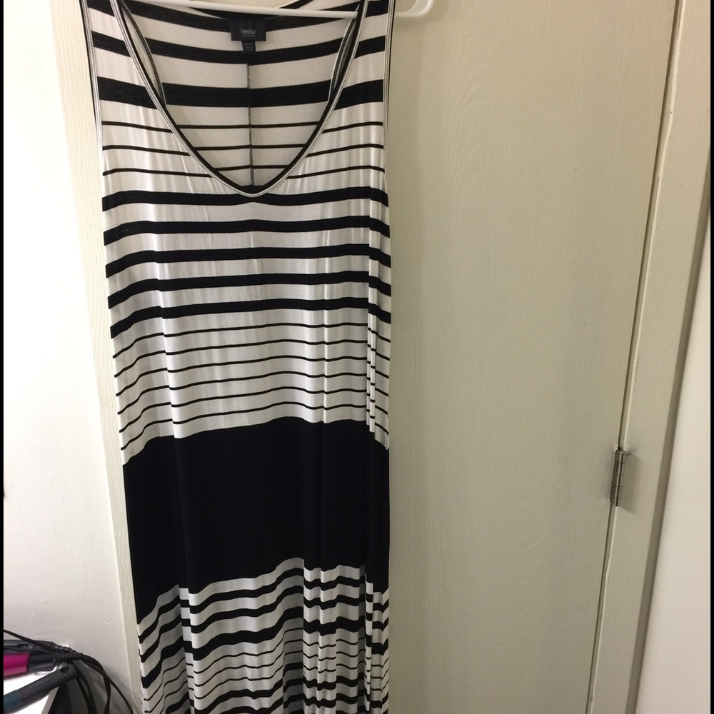 Black and white striped maxi dress
