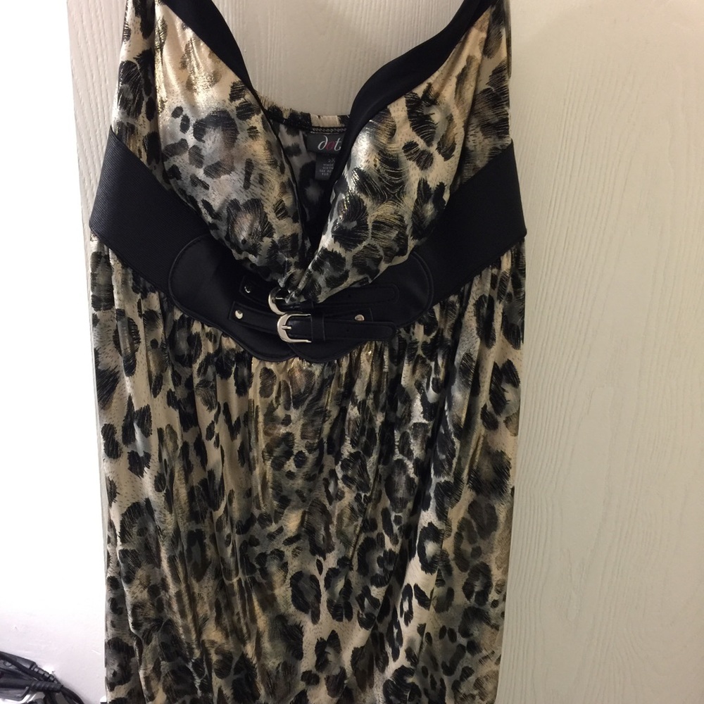 Black/Gold cheetah print strapless dress