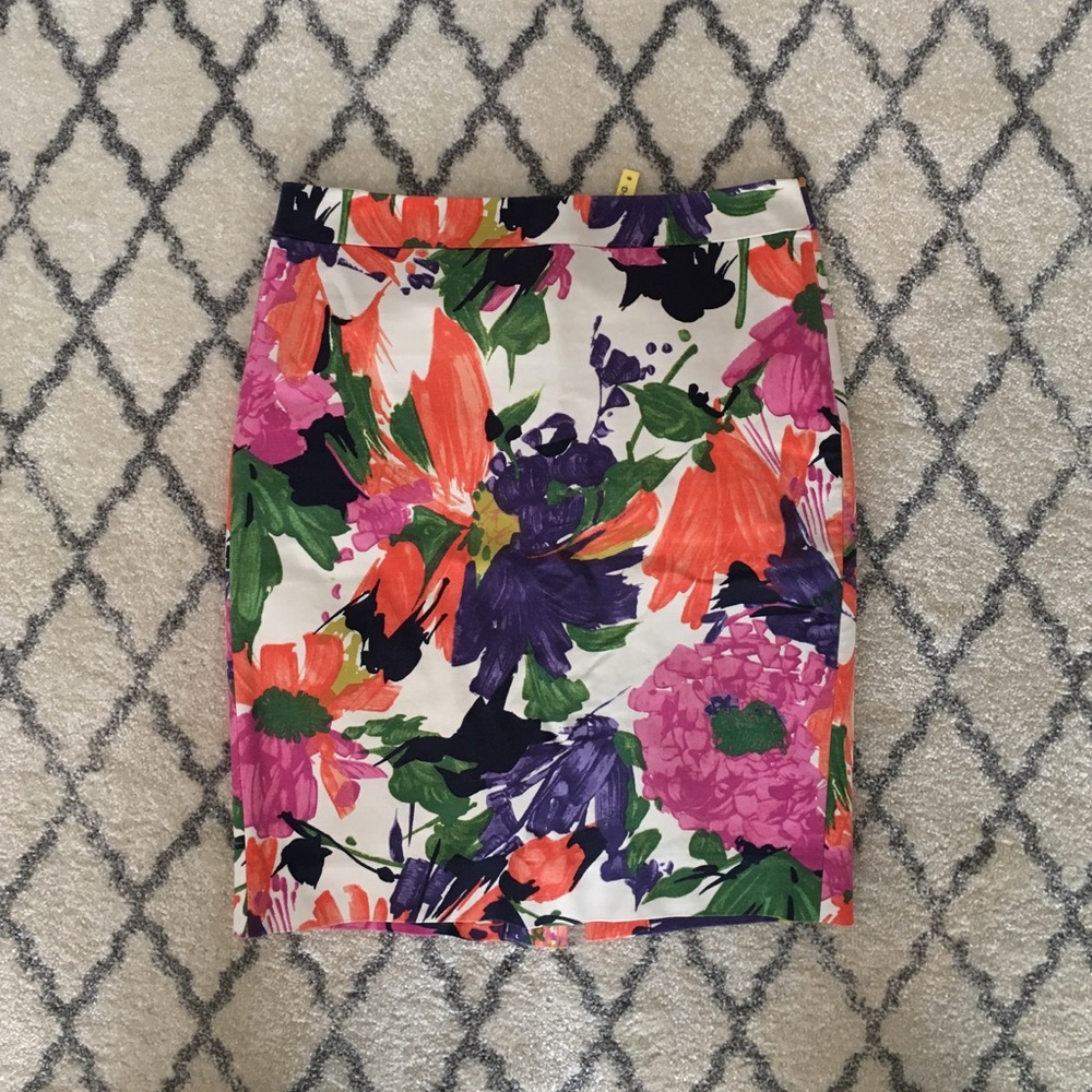 J Crew floral print No 2 Pencil Skirt