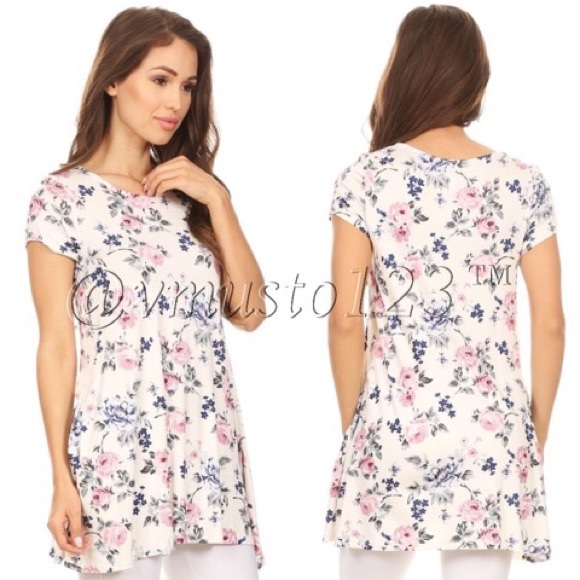 ‼️LAST 1 SZ L- IVORY FLORAL TOP WITH POCKETS - Picture 4 of 5