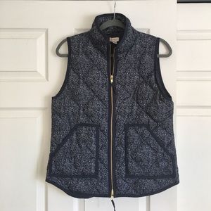 J. Crew Quilted Puffer Vest navy speckled