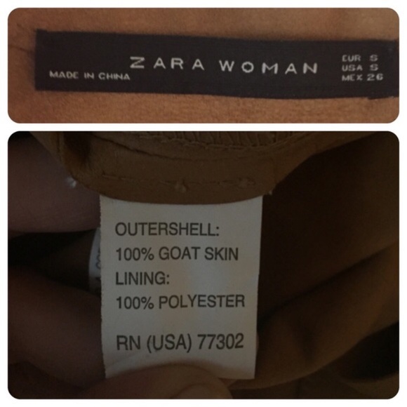 NWOT Genuine leather camel Zara dress size Ca - Picture 2 of 2