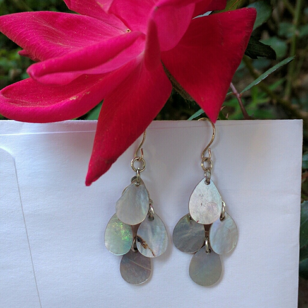 Silver abalone earrings