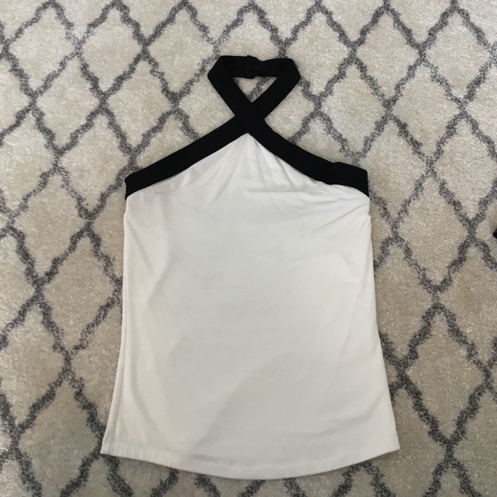 White and black soft cotton halter top