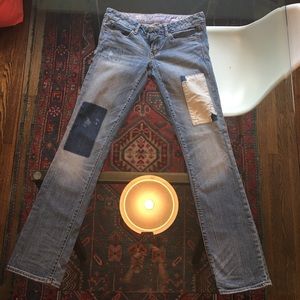 Gap real straight patchwork jeans