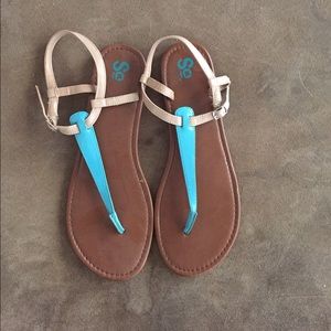 2 Pairs Women's Size 10 Sandals, Orange & Aqua
