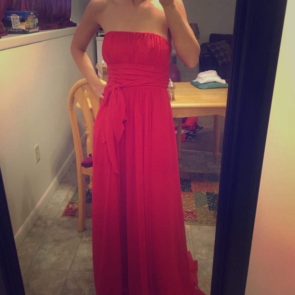Floor length red dress