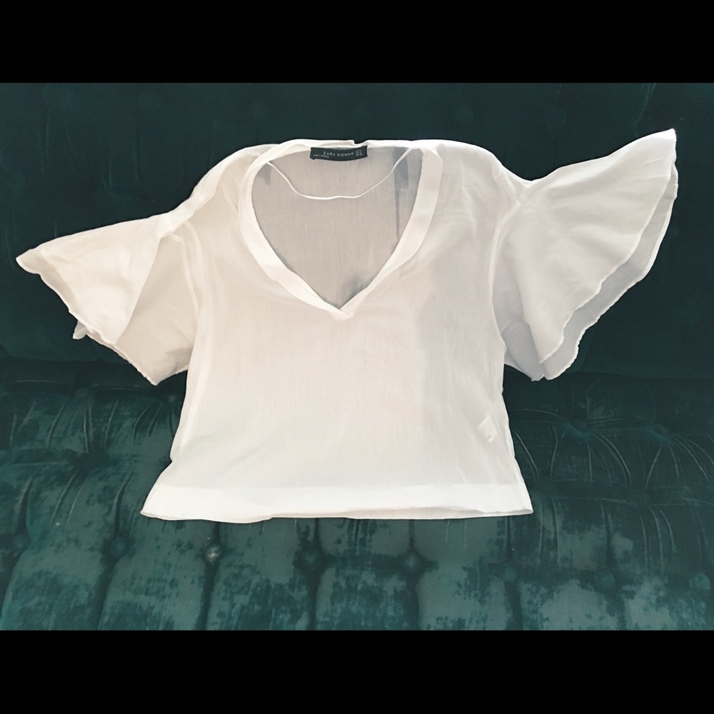 ZARA 100% Cotton Flutter Sleeve Zara Top