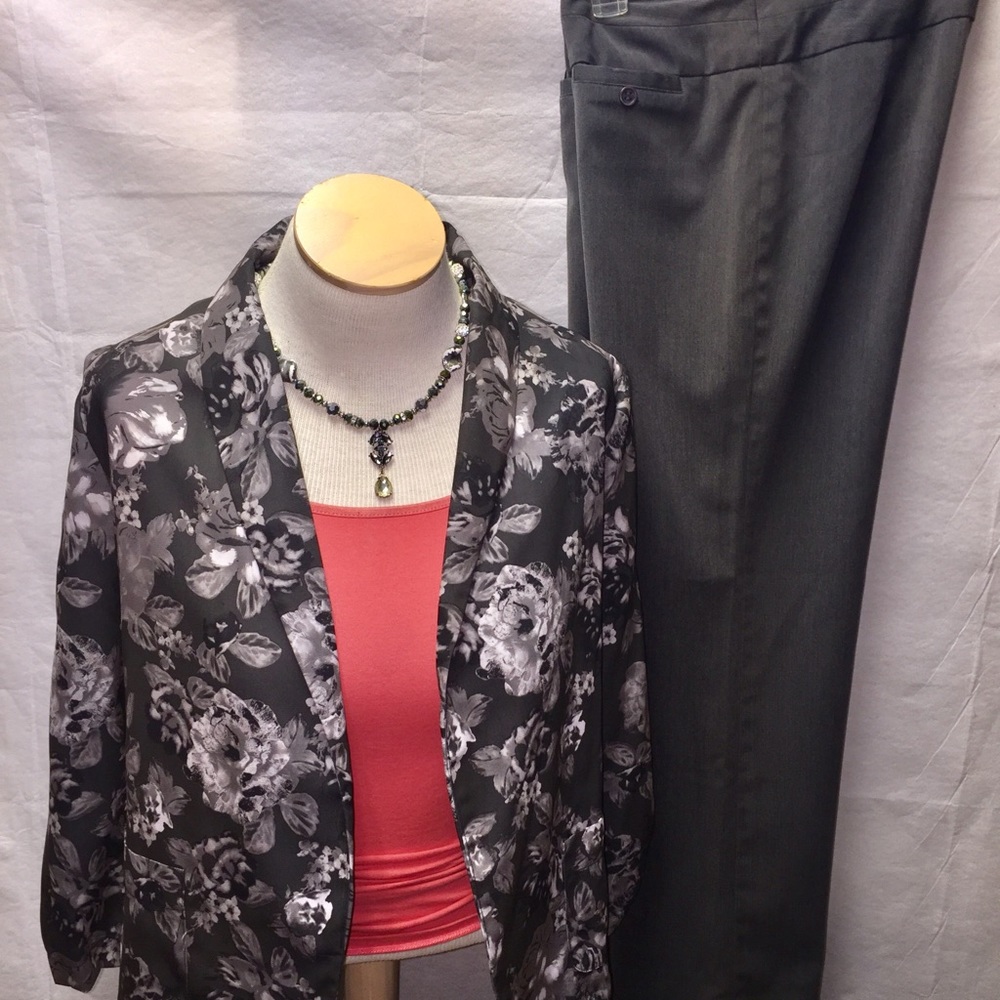 3pc Set Pants, Silk lined Jacket & a tank top