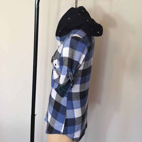 One of a kind upcycled flannel with studded hood! - Picture 2 of 2