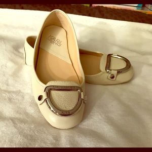 New Karl Lagerfeld Vavin Leather Buckle Flats
