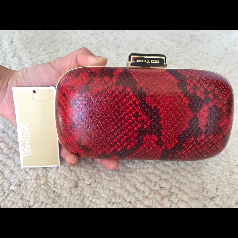 Michael Kors Elsie Dome Clutch red leather New