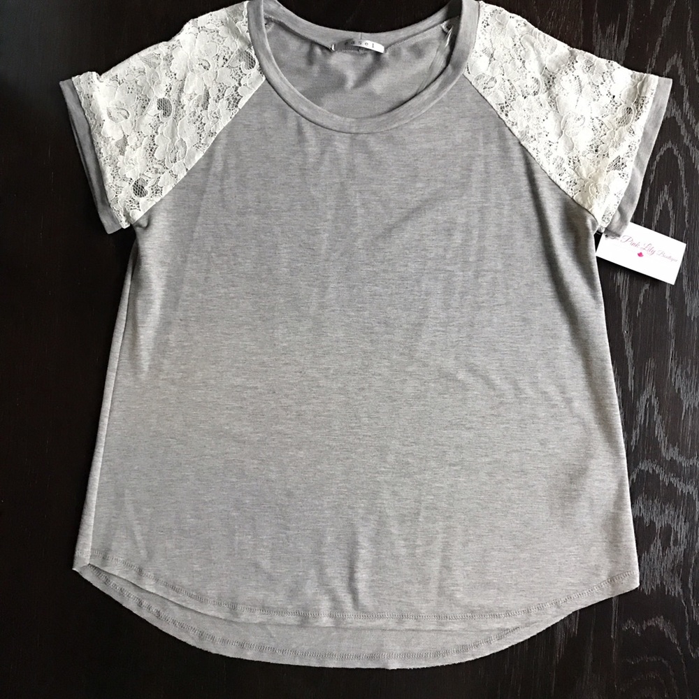 Grey and lace top