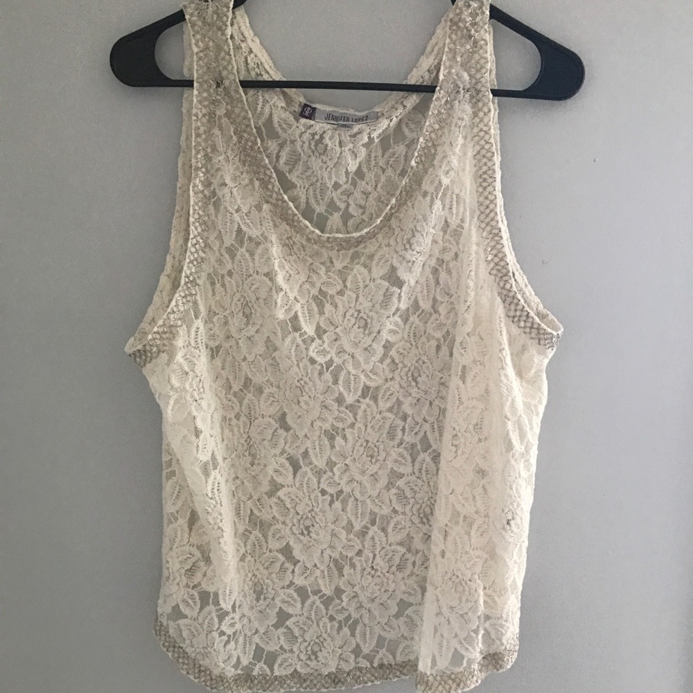 Lace and beaded tank top
