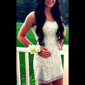 Sherri Hill silver gem dress