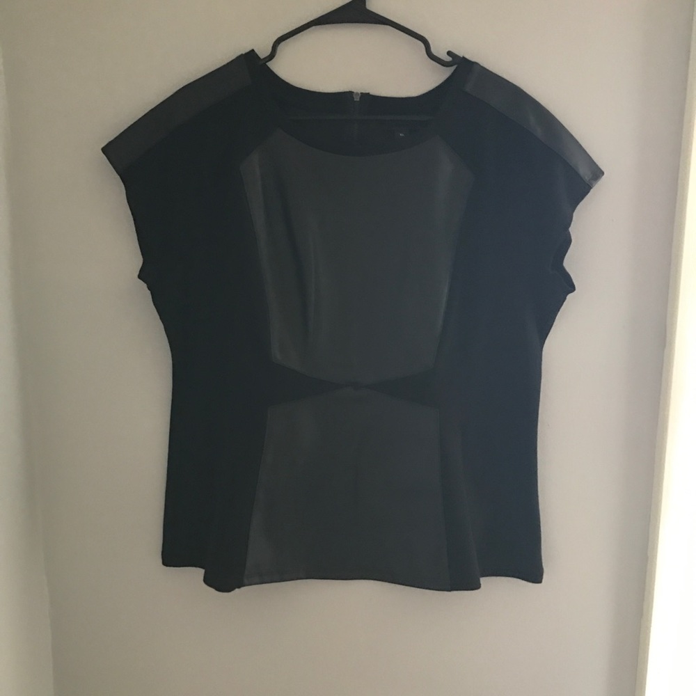 Black leather inspired peplum top