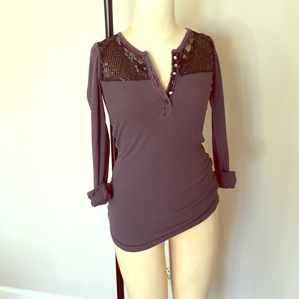 Free people thermal with sequins and lace