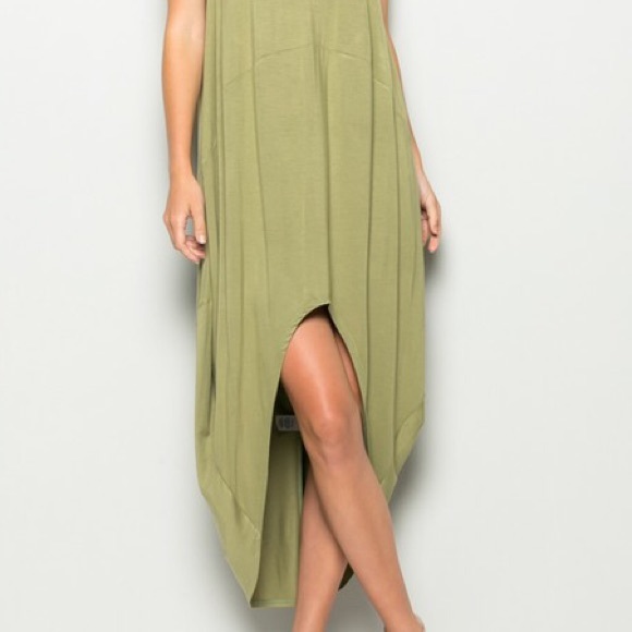 Army Olive Bubble Hem Maxi Dress - Picture 3 of 4