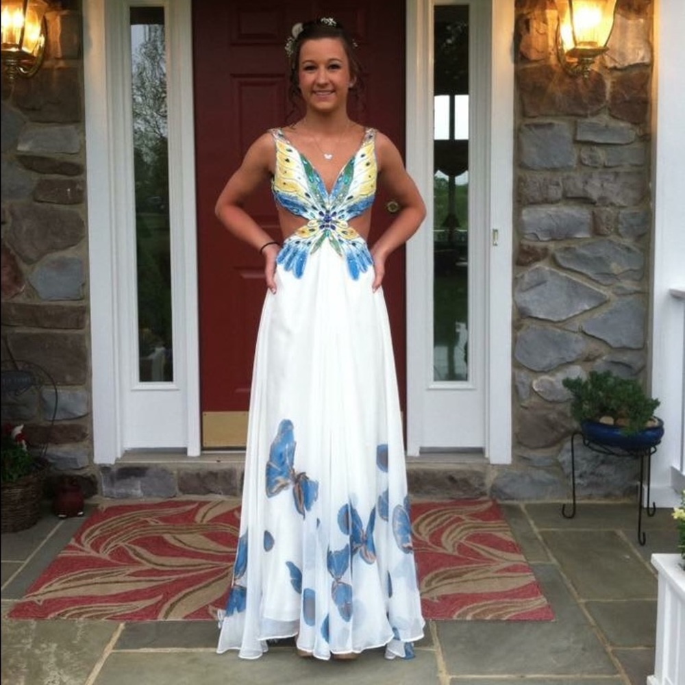 White butterfly gown