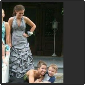 Make Offer! Prom dress. Charcoal gray with stripes