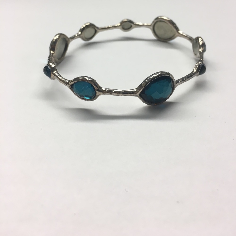 Ippolita sterling silver bangle w peacock stones
