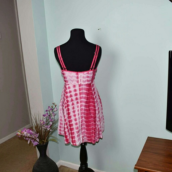 Hot Pink Tie Dye Print Dress - Picture 2 of 2