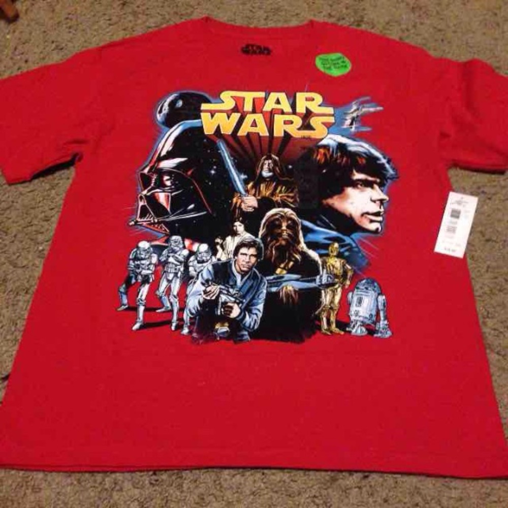 Star Wars Kids 18/20 BNWT Red T Shirt Glow in Dark