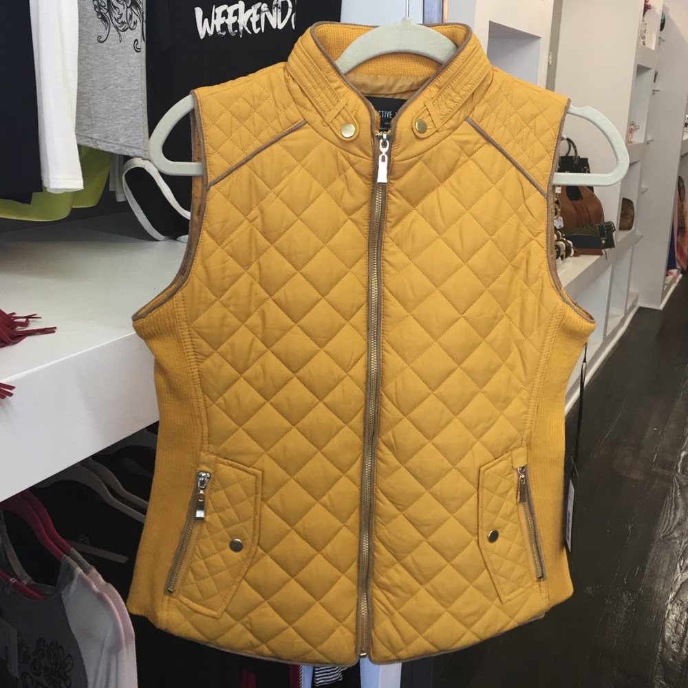 Solid Quilted Vest -  Mustard