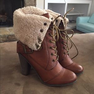 Women's Size 10 Nine West Cognac Foldover Boots
