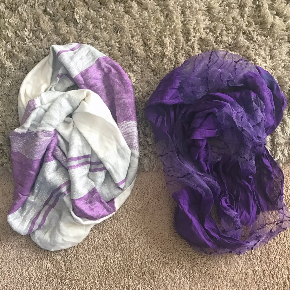 Purple striped scarves bundle!