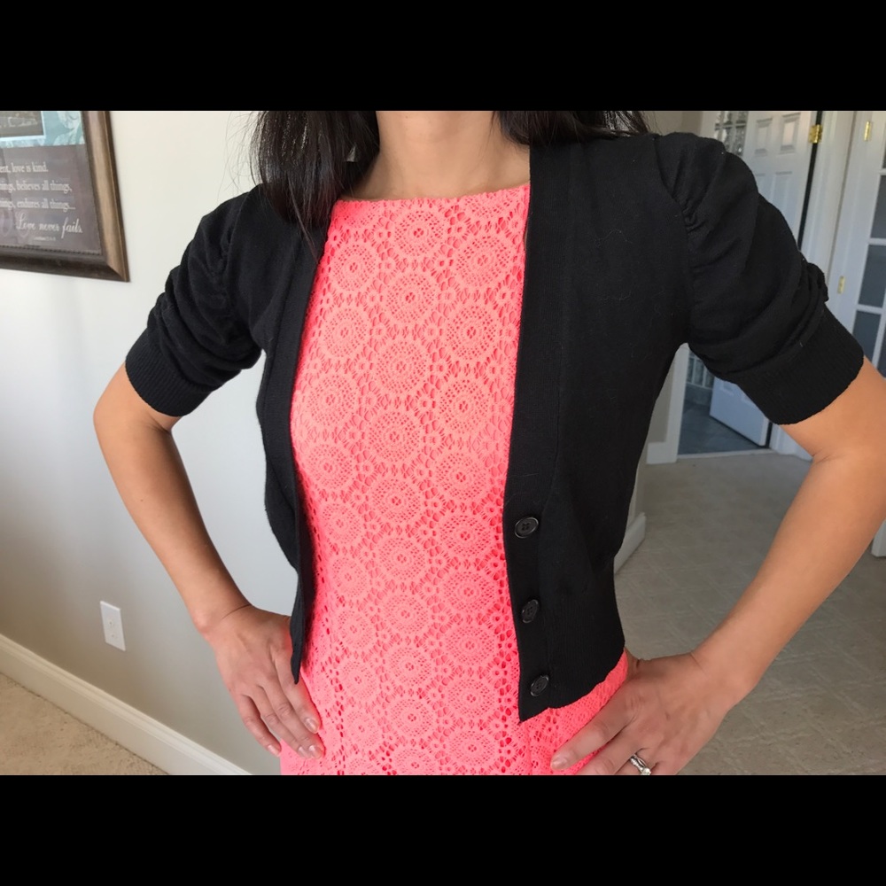 Black sweater lace cardigan