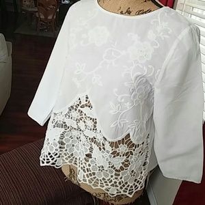 Intu 100% White Cotton Eyelet Top