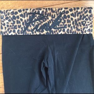 PINK Victoria's Secret Black Leopard Yoga Pants