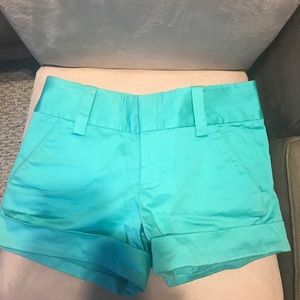 Alice + Olivia Teal Cuffed Mini Shorts Size 0