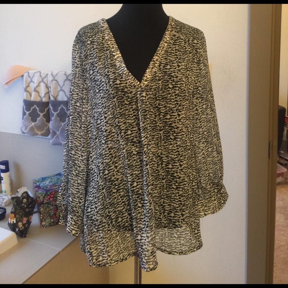 Animal print, sheer blouse