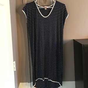 Navy and white stripped midi dress